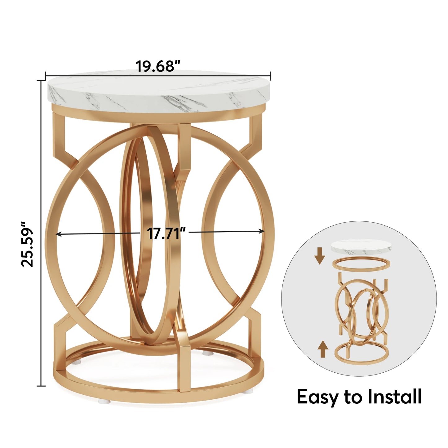 20“ Side Table with Unique O-Shaped Base