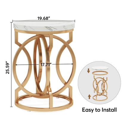 20“ Side Table with Unique O-Shaped Base