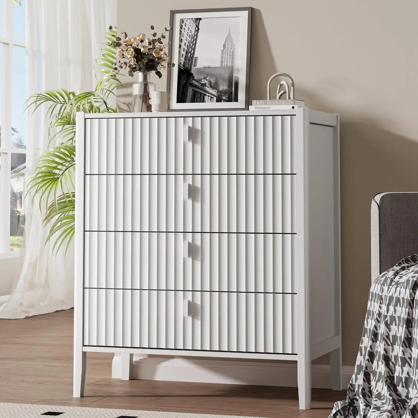 Wood Double, 6-Drawer Dresser with Wooden Legs, TV Stand Storage Unit