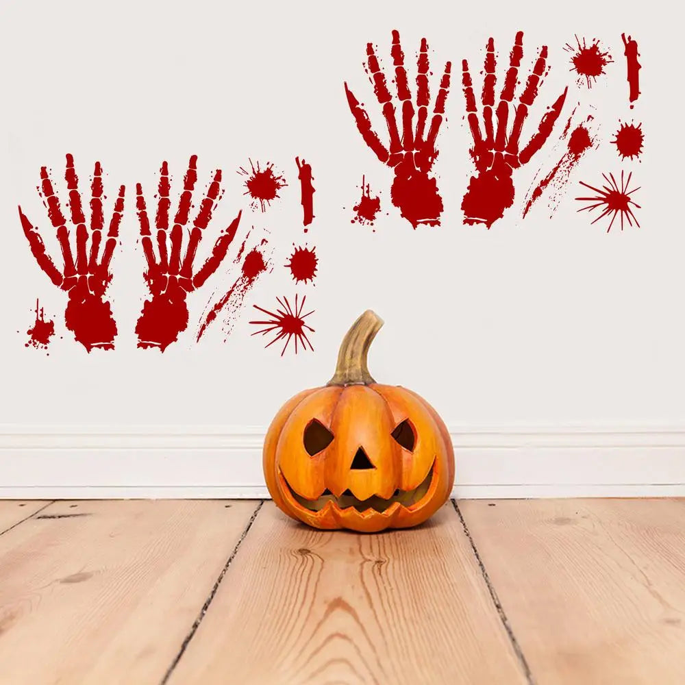Bloody Stickers Halloween Wall Decals, Create Horror Scenes Bloody Footprints Floor Window Clings For Indoor Outdoor