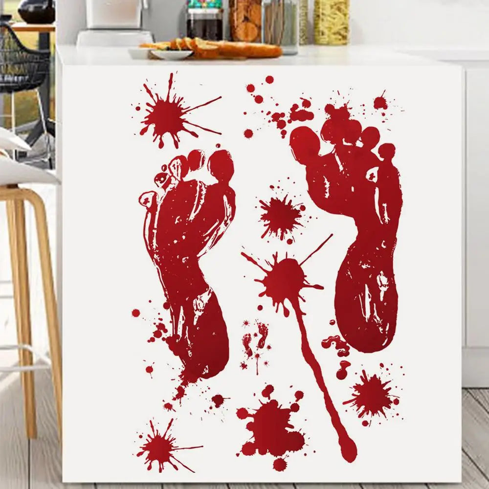 Bloody Stickers Halloween Wall Decals, Create Horror Scenes Bloody Footprints Floor Window Clings For Indoor Outdoor