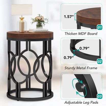 Industrial SideTable with Metal Hollow Frame