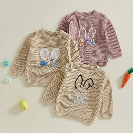 12MO-4T Girl/Boy Children Bunny Sweaters, Long Sleeve Casual Knit Pullover