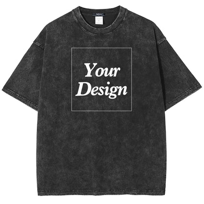 USA Custom Print 100% Washed Cotton T Shirt, Design your own, Men/Women Oversized Streetwear