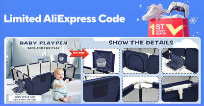 Playpen For Newborn Toddler, Large Size Baby Playpen Infant Safe Crawling Area, Indoor Barriers Home Playground Park