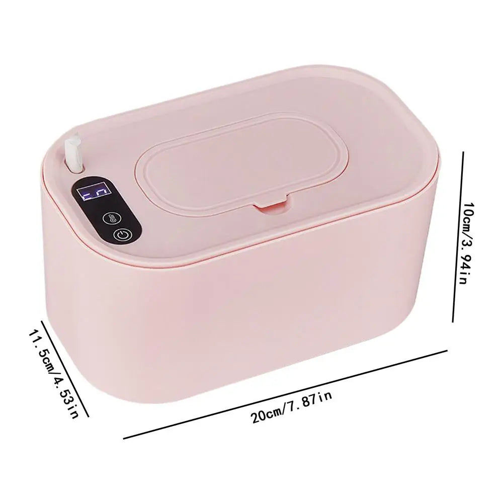 Portable Baby Wipe Warmer, LED Digital Display, Large Capacity Baby Wet Wipes Dispenser, USB Powered, Adjustable Temperature