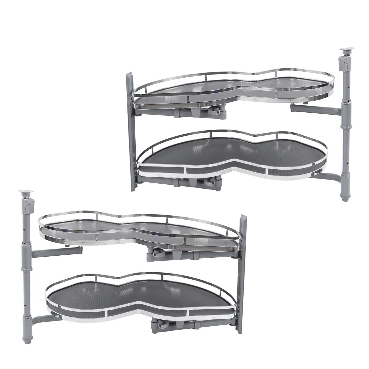 Blind Corner Cabinet Tray 2 Tier Height Adjustable Strong Load Bearing Cabinet Swing Pull Out Organizer Swing Pull Out Organizer