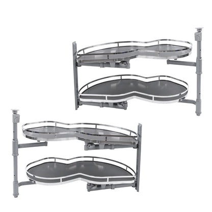 Blind Corner Cabinet Tray 2 Tier Height Adjustable Strong Load Bearing Cabinet Swing Pull Out Organizer Swing Pull Out Organizer