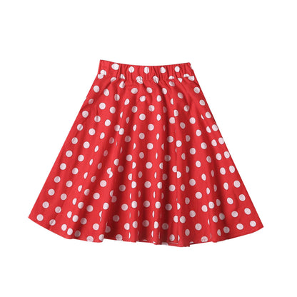 Polka Dot Cotton Skirts Clothes, Elastic Waist