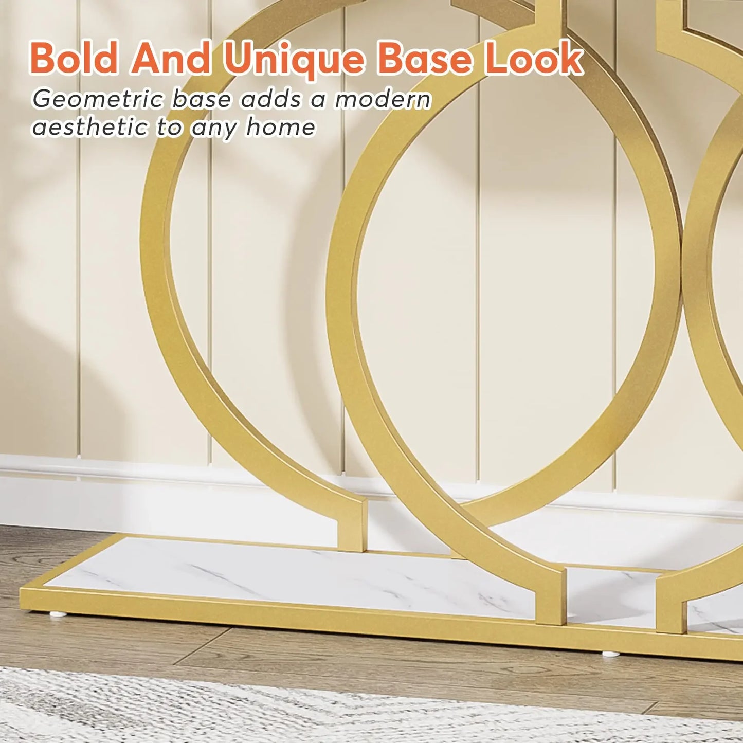 55 inch Gold Console Faux Marble Entryway Table