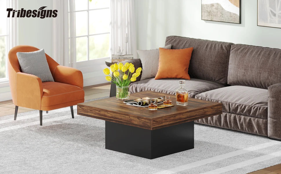 Square LED Coffee Table Engineered Wood