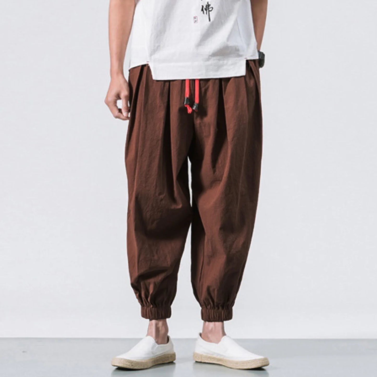 Oversize Loose Harem Pants, Chinese Linen, Overweight Sweatpants