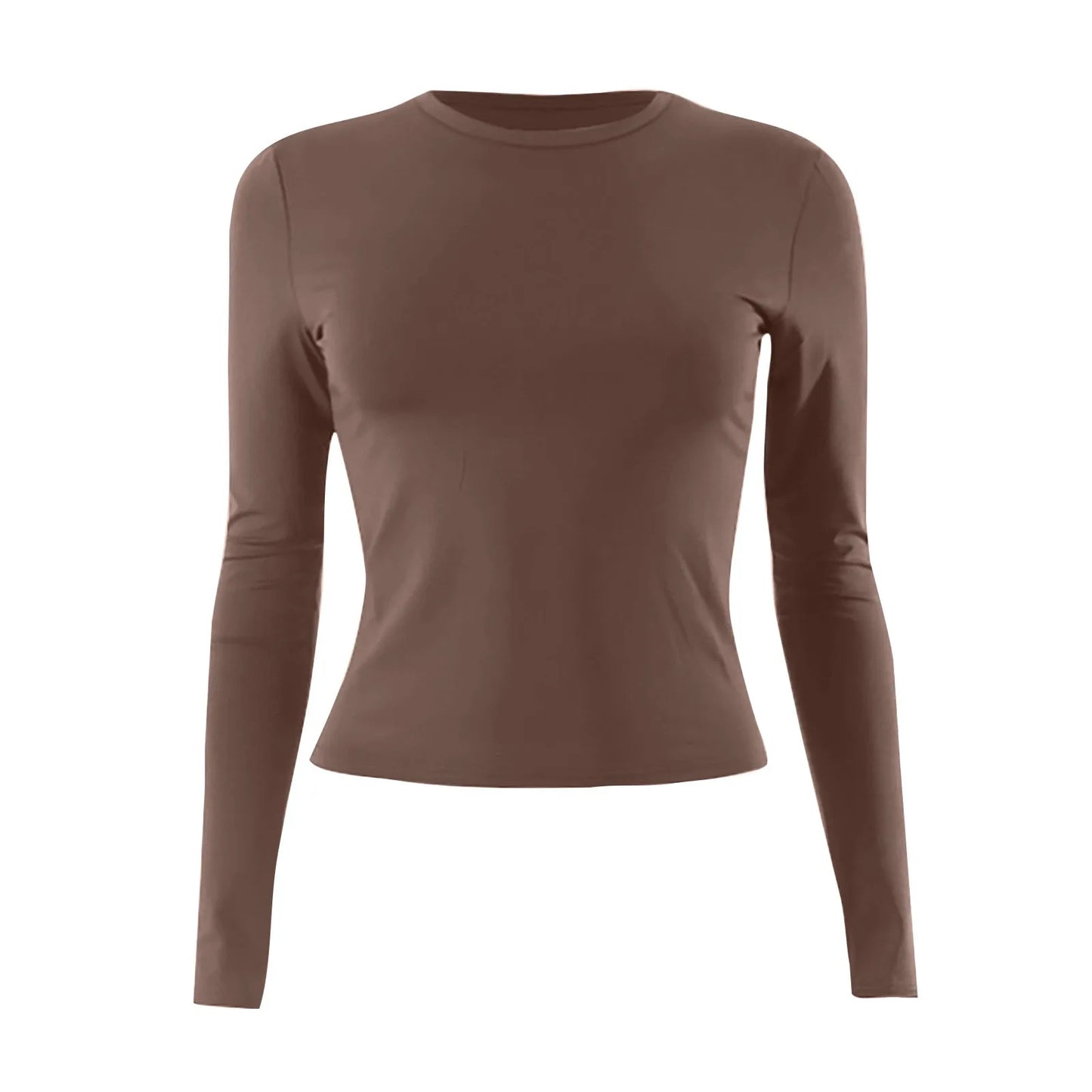 Cotton O Neck Long Sleeve Sexy Cropped Tops