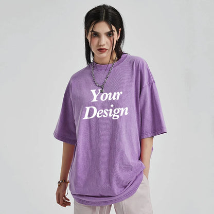 USA Custom Print 100% Washed Cotton T Shirt, Design your own, Men/Women Oversized Streetwear