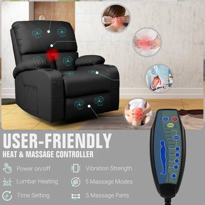 Recliner with Auto Massage Programs + Whisper-Quiet Swivel Base