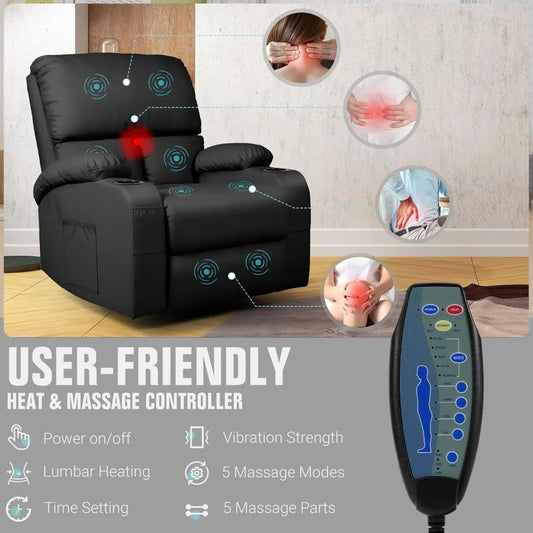 Recliner with Auto Massage Programs + Whisper-Quiet Swivel Base