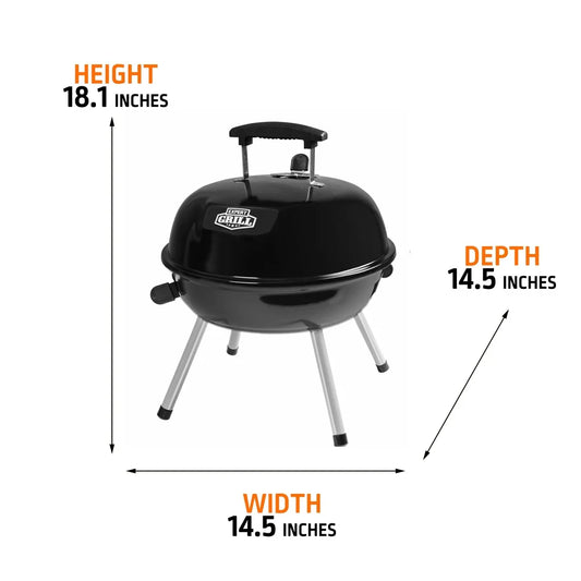Portable Charcoal Grill 14.5 Inch Tabletop Grill Dome Design Adjustable Air Vents Ideal Camping Tailgating Picnics Easy Cleanup