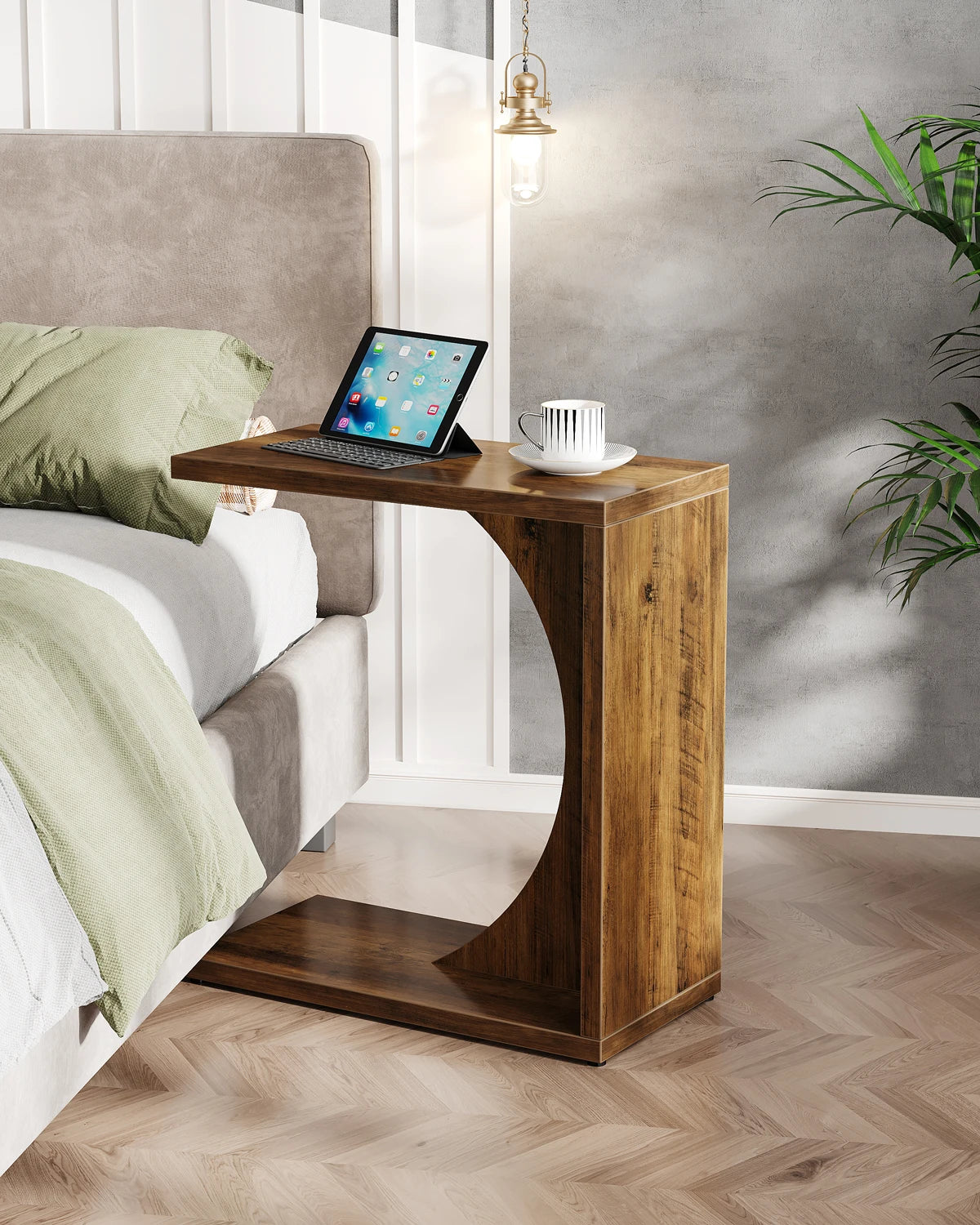 C-Shaped End Table for Sofa