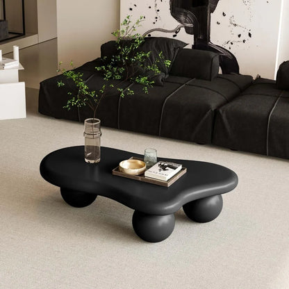 40" Black Modern Coffee Table with 3 Ball Legs