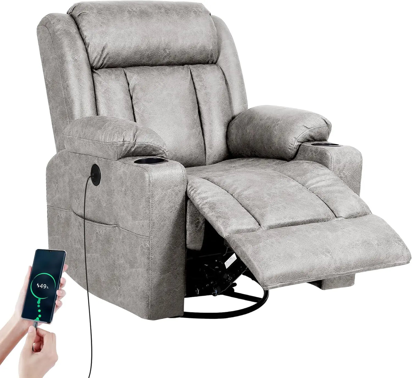 Recliner with Auto Massage Programs + Whisper-Quiet Swivel Base