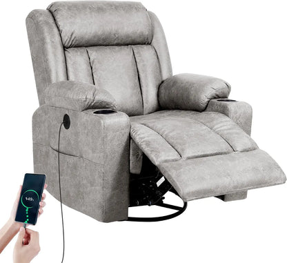 Recliner with Auto Massage Programs + Whisper-Quiet Swivel Base