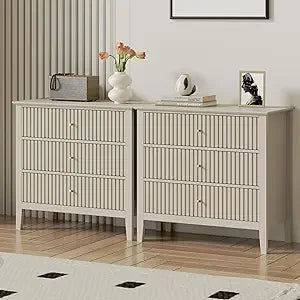 3 Drawer 32 inch Wide Wood  Night Stand