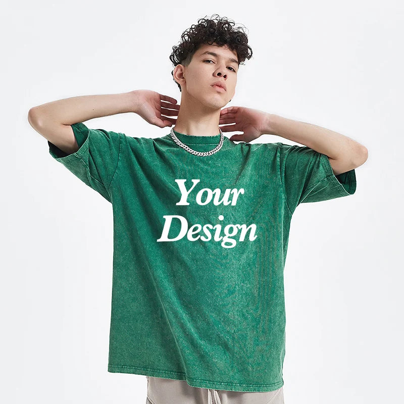 USA Custom Print 100% Washed Cotton T Shirt, Design your own, Men/Women Oversized Streetwear