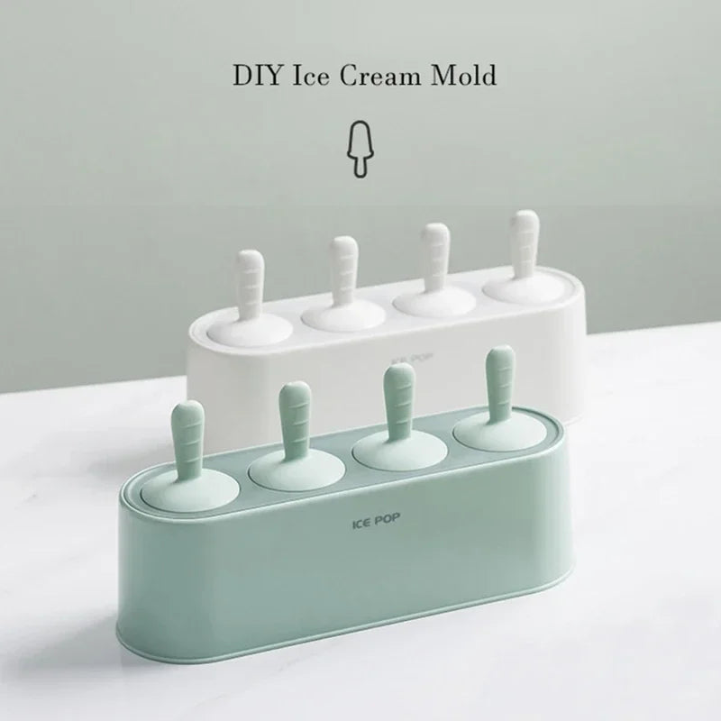 Home Ice Cream Mold Popsicle Diy Tool Silicone 4-hole Popsicle Box