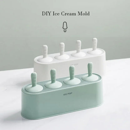 Home Ice Cream Mold Popsicle Diy Tool Silicone 4-hole Popsicle Box