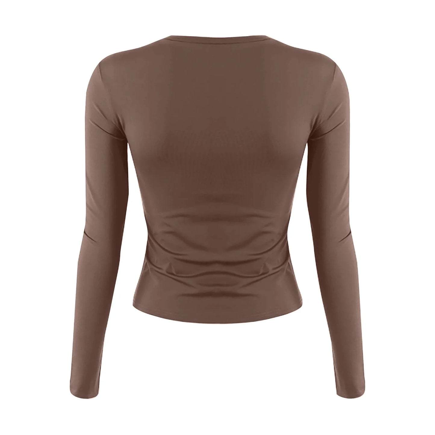 Cotton O Neck Long Sleeve Sexy Cropped Tops