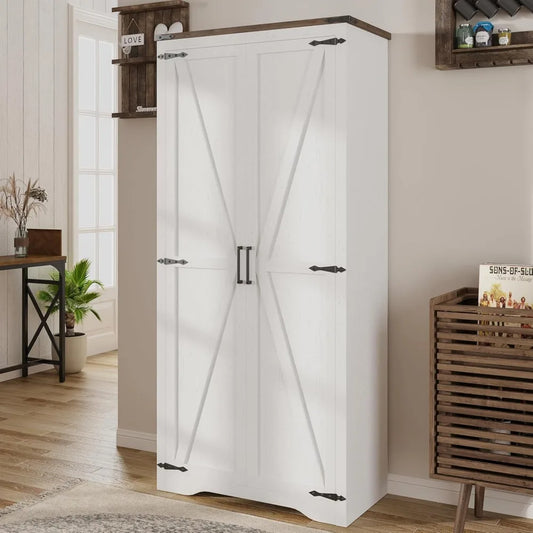 Set of 2 Tall Storage Cabinet w/Adjustable Shelves w/2 Barn Doors