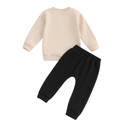 18MO-5T Little Boy Birthday Outfit, Excavator Print, Long Sleeve Sweatshirt w/Pants with Pockets