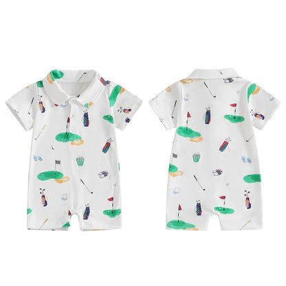 6-24 MO Baby Golf Romper, Half Button-up Lapel, Short