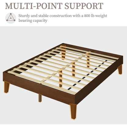 Natural Solid Wood Platform Bed with Wooden Slats Support, 12-inch Underbed Space for Storage
