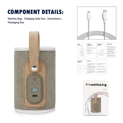 Portable Baby Bottle Warmer Travel Warmer, Cover, USB Heater