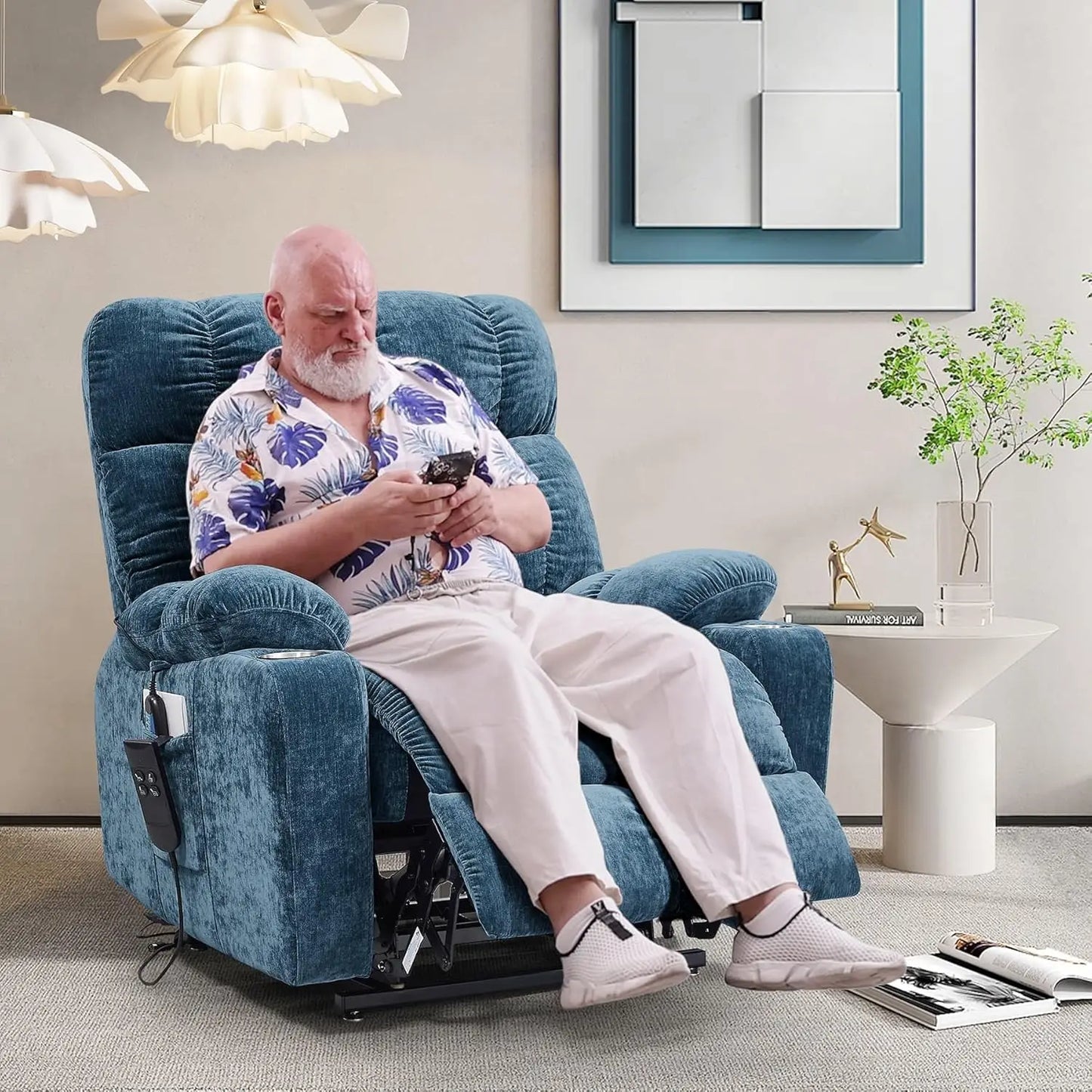 Infinite Position Soft Fabric Power Electric Recliner