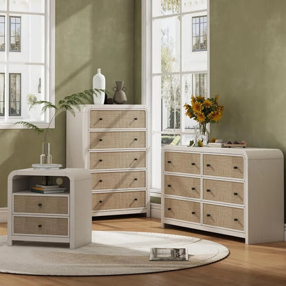 47'' 5 Drawer Rattan Dresser with Ample Storage