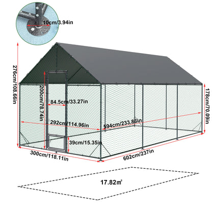 L XL XXL Upgraded Heavy Duty Metal Chicken Coop w/ Cover