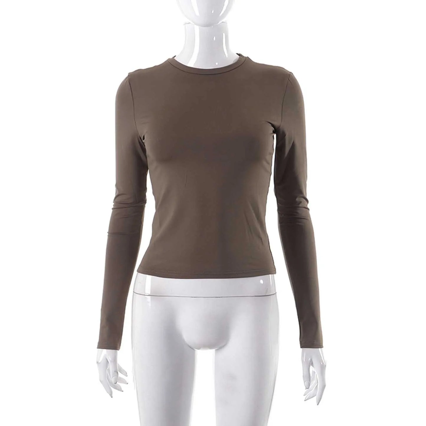 Cotton O Neck Long Sleeve Sexy Cropped Tops