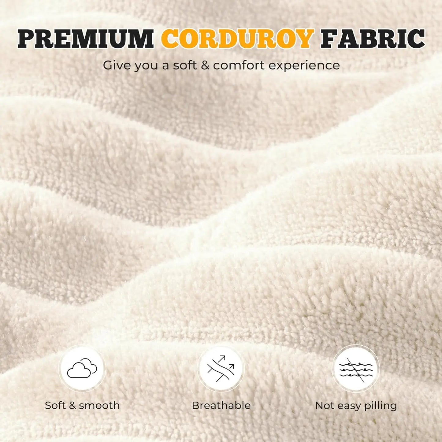 6 Seater Corduroy Boneless Couch Sleeper with Ottoman