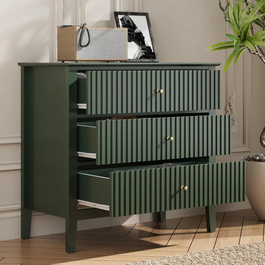 3 Drawer 32 inch Wide Wood  Night Stand