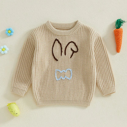 12MO-4T Girl/Boy Children Bunny Sweaters, Long Sleeve Casual Knit Pullover