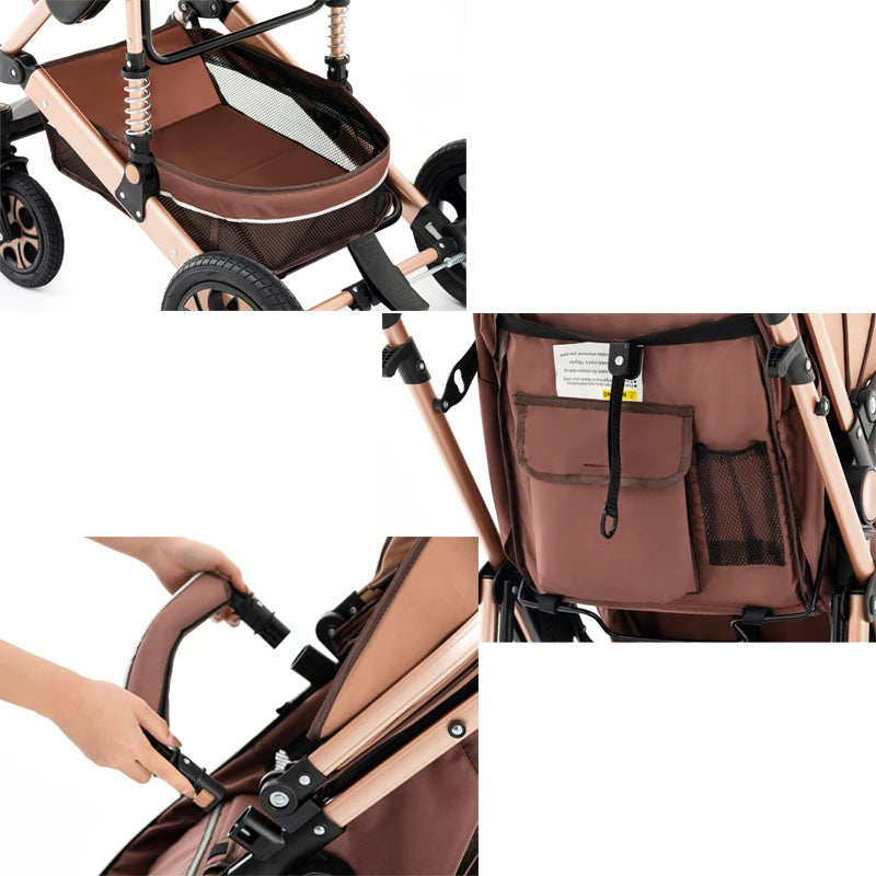 Baby Stroller Combo Car Seat,Baby Travel System with Isofix Base,Baby Carriage 3in1 Reversible Foldable Standard Stroller