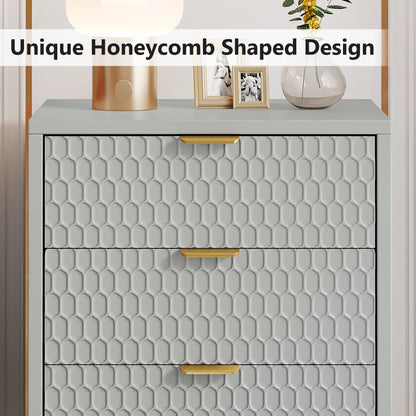 25.78" Tall Bedside Table with 3 Drawers