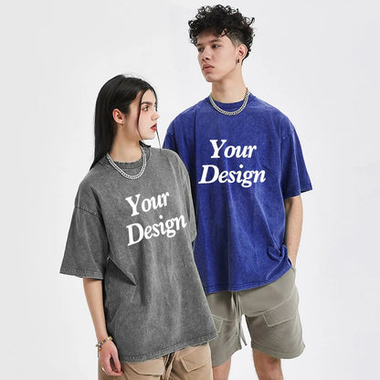 USA Custom Print 100% Washed Cotton T Shirt, Design your own, Men/Women Oversized Streetwear