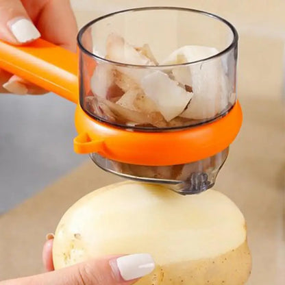 Fruit Peeler With Container Double-Sided Stainless Steel Cutter