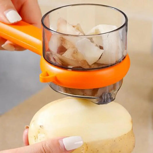 Fruit Peeler With Container Double-Sided Stainless Steel Cutter