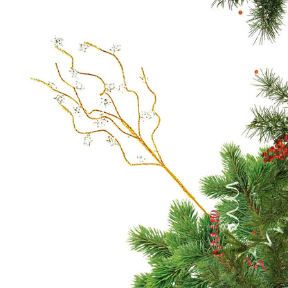 Golden Stem Ornaments Holiday Glitter Berry Stems For Tree/ Wreath/Crafts