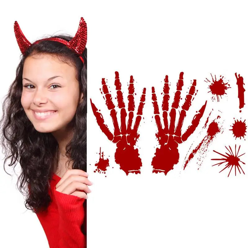Bloody Stickers Halloween Wall Decals, Create Horror Scenes Bloody Footprints Floor Window Clings For Indoor Outdoor