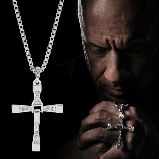Cross Pendant with 10 Dominic Toretto Rhinestones J